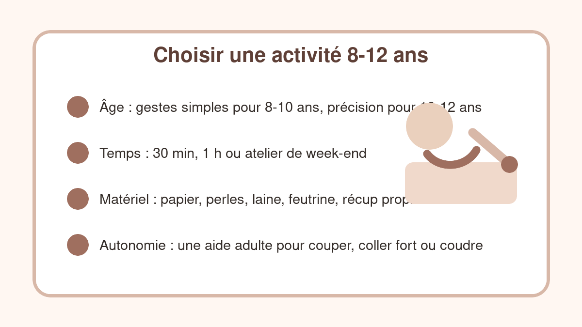 Méthode pour choisir une activité manuelle 8-12 ans selon l’âge, le temps et le matériel