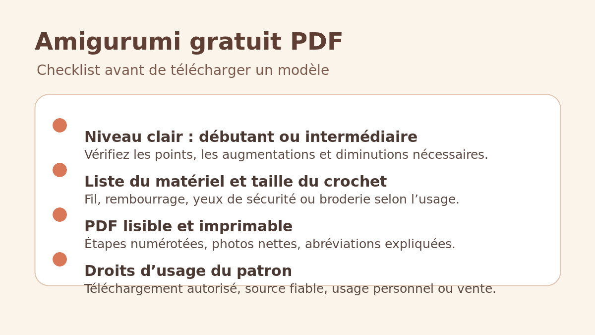 Checklist pour choisir un patron amigurumi gratuit en PDF