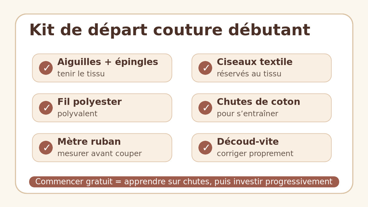 Kit de départ pour suivre un cours de couture débutant gratuit