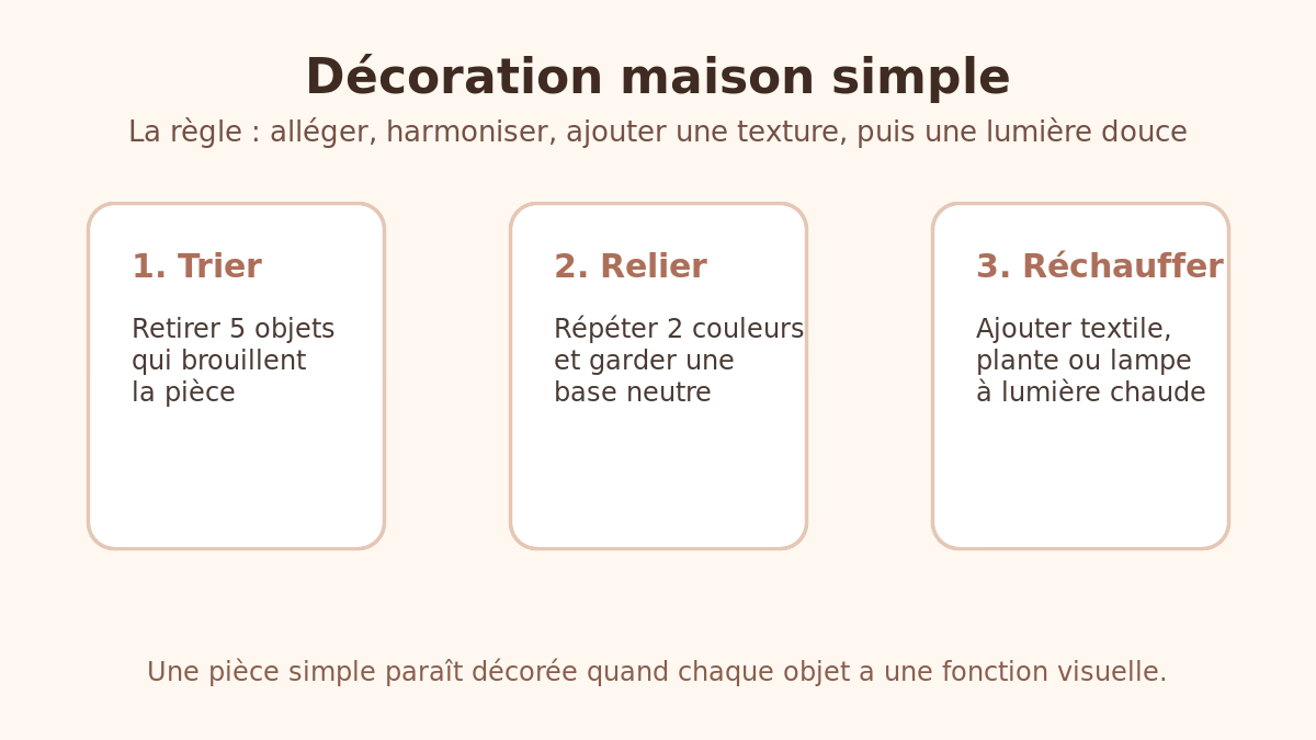 Méthode en trois gestes pour une décoration maison simple