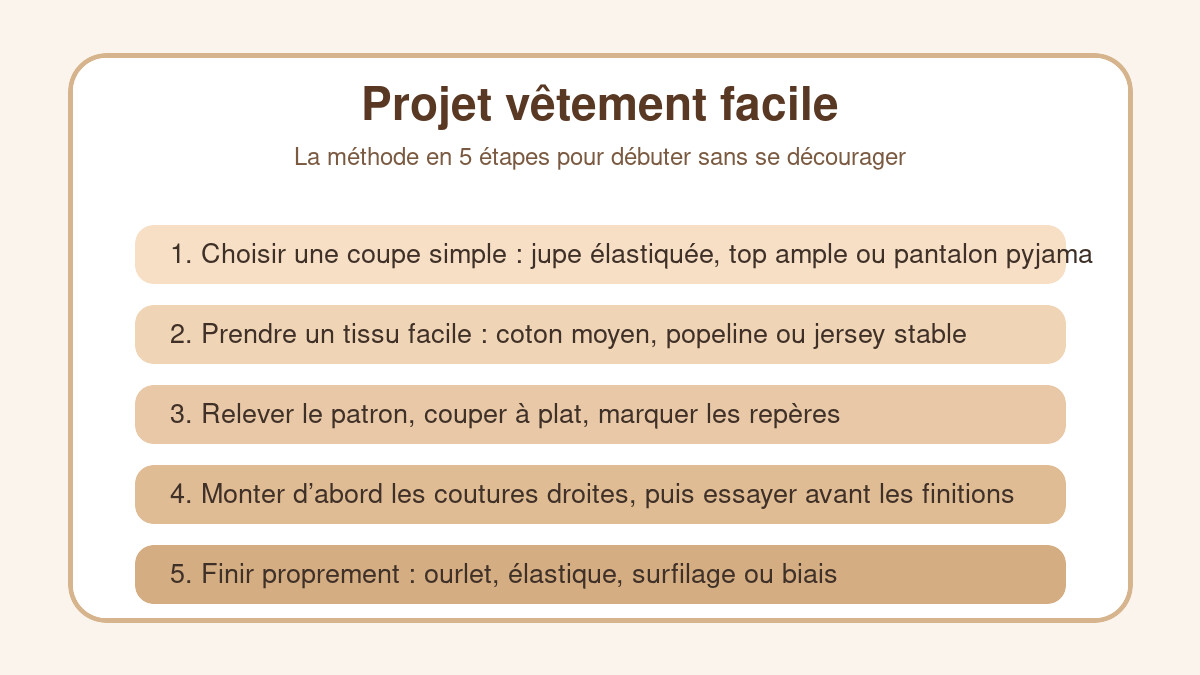Méthode en cinq étapes pour réussir un projet couture vêtement facile