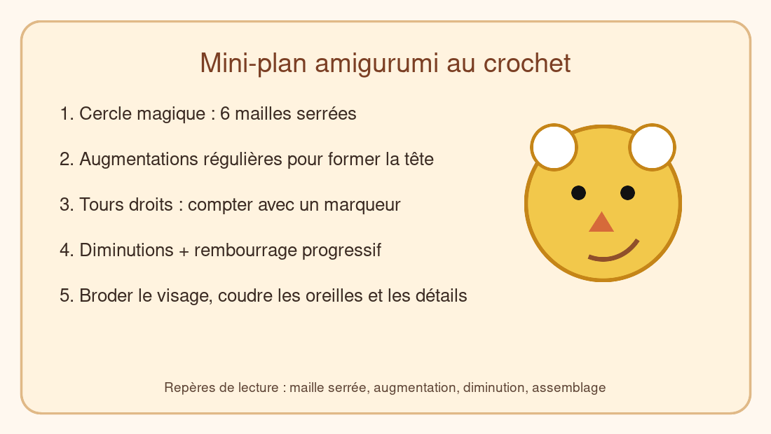 Étapes principales d’un tuto amigurumi crochet facile