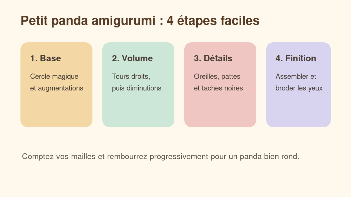 Étapes pour crocheter un amigurumi panda débutant