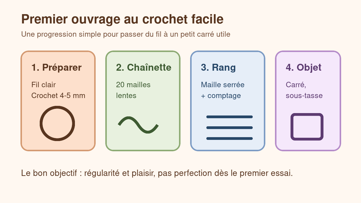 Étapes simples pour faire du crochet facile avec un premier carré