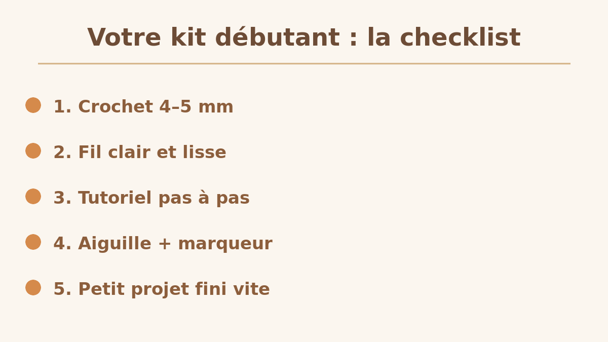 Checklist des éléments à vérifier dans un kit crochet débutant adulte