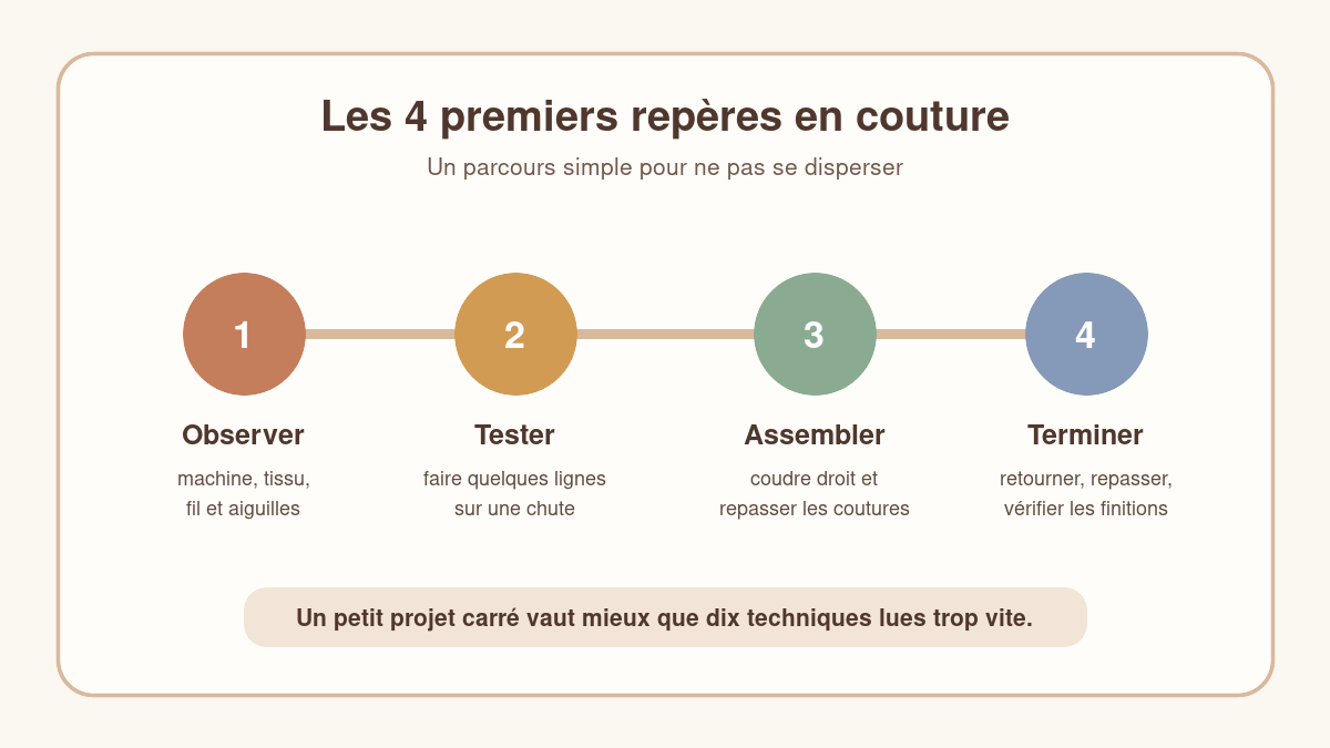 Les quatre premiers repères pour débuter la couture : observer, tester, assembler et terminer