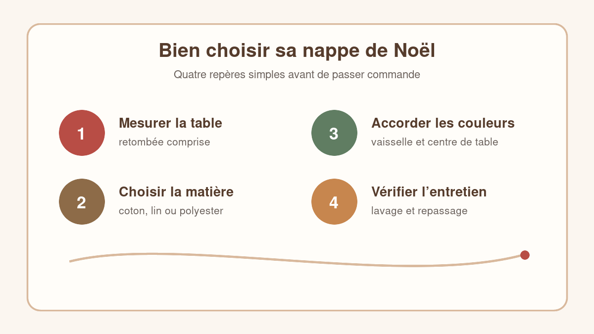 Repères pour choisir une nappe de Noël : taille, matière, couleurs et entretien