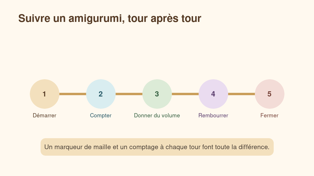 Repères pour lire les explications d’un amigurumi au crochet