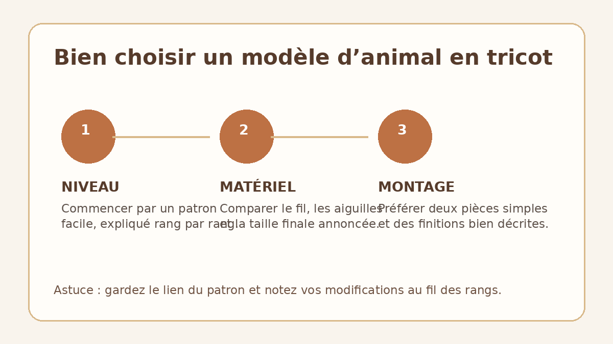 Repères pour choisir un modèle gratuit d’animal en tricot